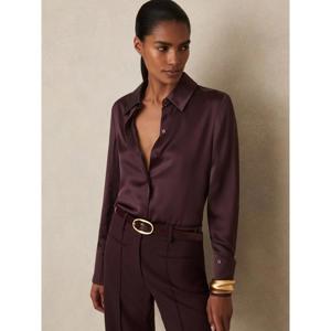 REISS Hailey Silk Double-Cuff Button-Through Shirt